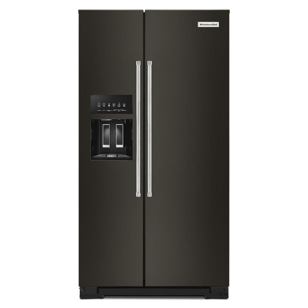 KitchenAid 19.8 cu. ft. Side by Side Refrigerator in Black Stainless Kitchenaid Refrigerator Black Stainless Steel