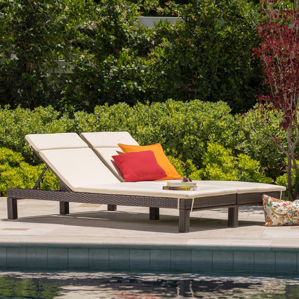 Noble House Multi Brown Wicker Outdoor Double Chaise Lounge With Beige Cushion 12289 The Home Depot - Patio Double Chaise Lounge Cushion Noble House Multi Brown Wicker Outdoor Double Chaise Lounge With Beige Cushion 12289 The Home Depot - Patio Double Chaise Lounge Cushion