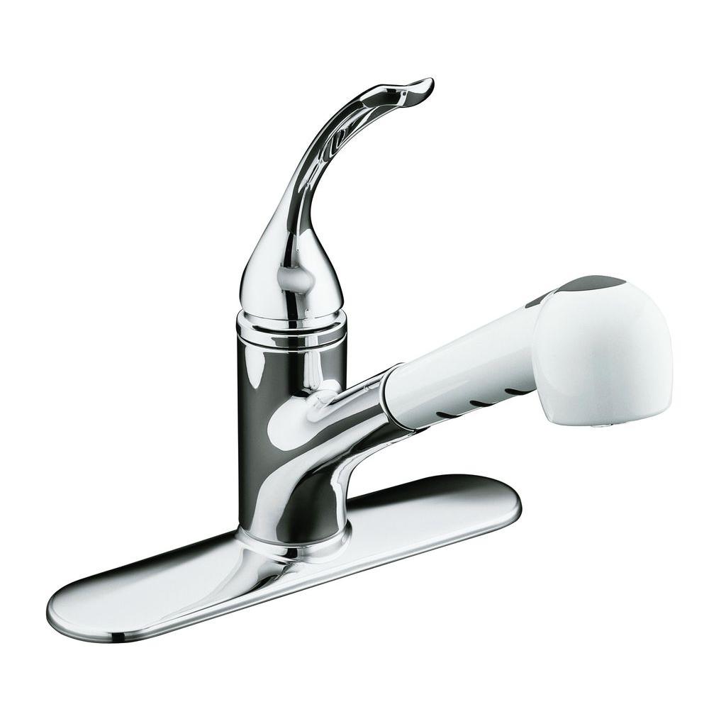 KOHLER Coralais Single Handle Pull Out Sprayer Kitchen Faucet With