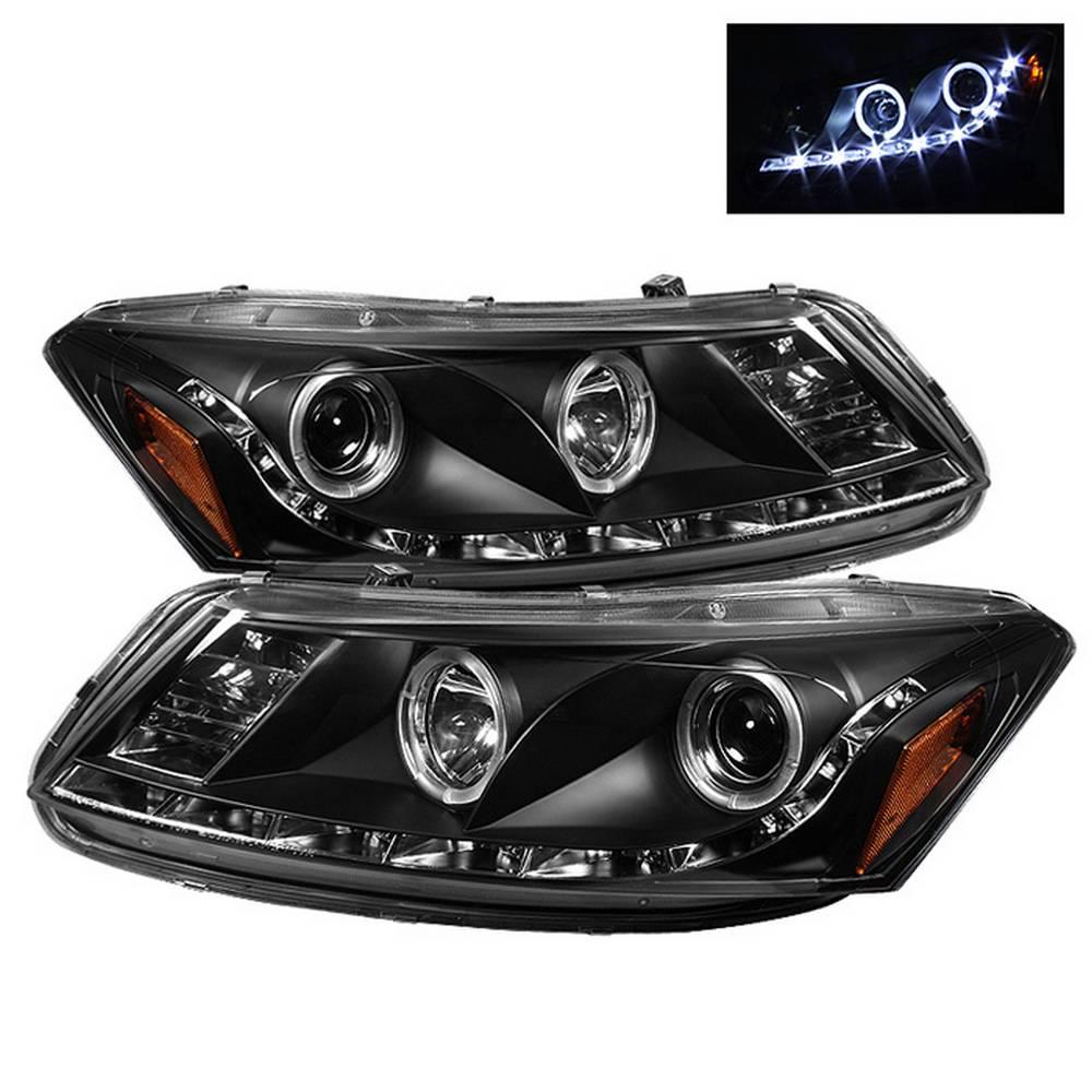 Spyder Projector Headlights Black for 88-89 Honda Civic /& CRX LED Halo