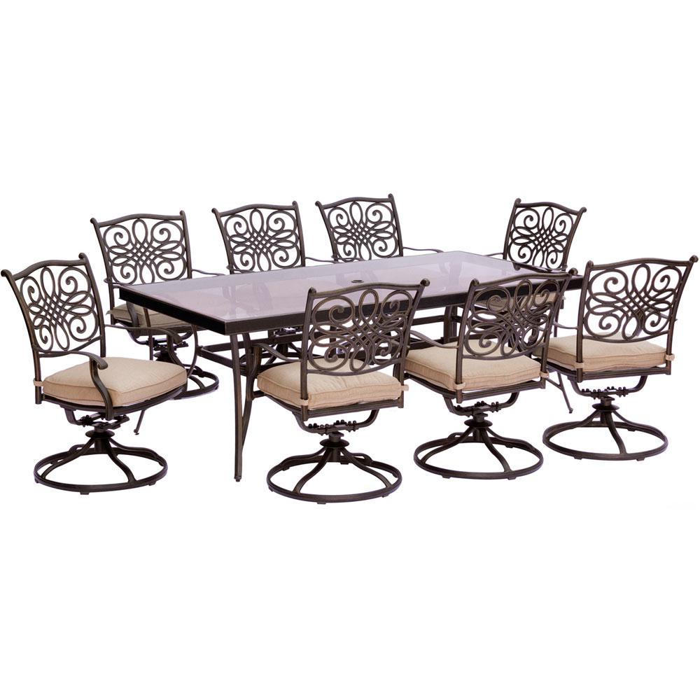 Hanover Traditions 9Piece Aluminum Outdoor Dining Set with Rectangular