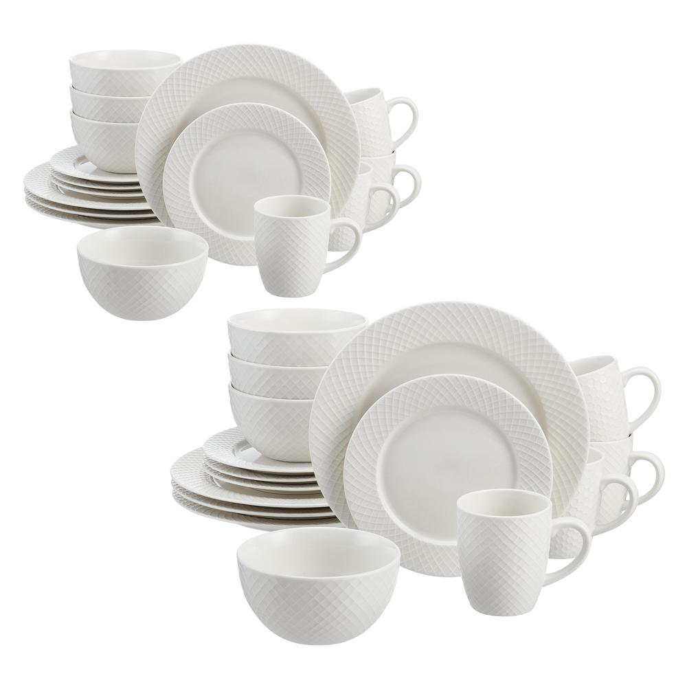 Home Decorators Collection Leighton 32Piece Textured White Stoneware