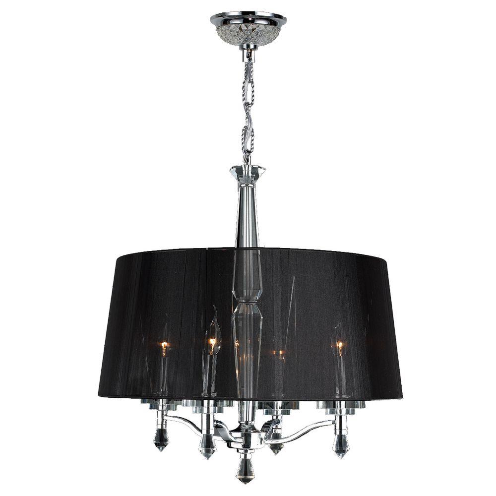 Worldwide Lighting Gatsby 3 Light Polished Chrome Crystal Chandelier With Fabric Shade