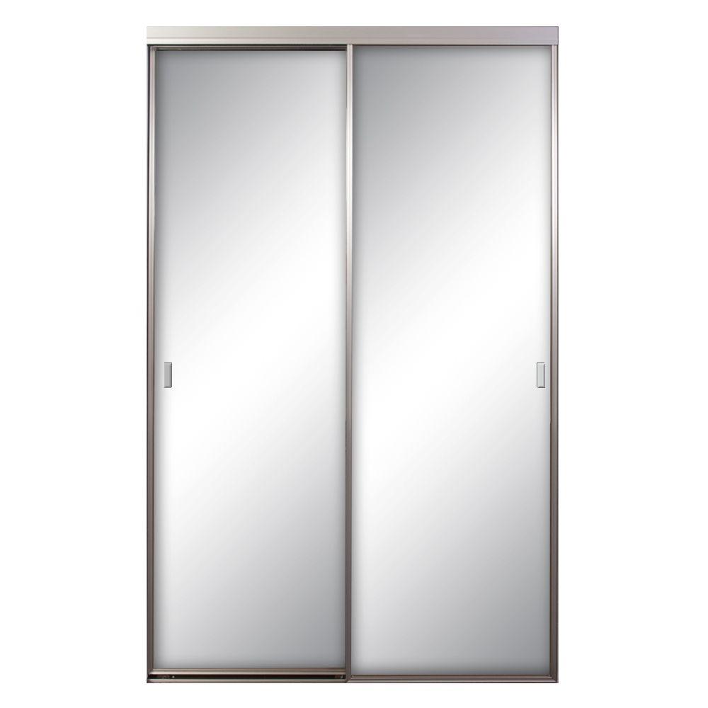 Contractors Wardrobe Asprey 84 In X 96 Satin Clear Mirrored Contractors Wardrobe Asprey 84 In X 96 Satin Clear Mirrored Aluminum Interior Sliding