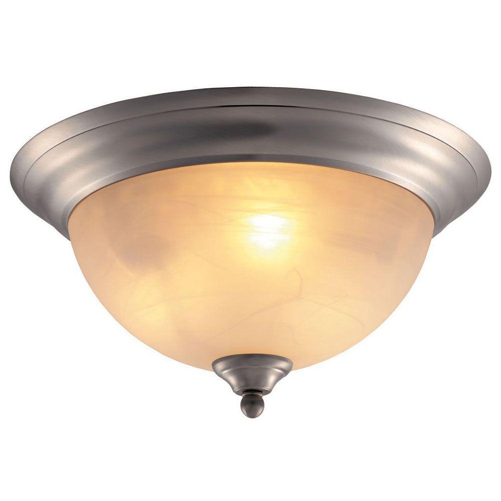 Hampton Bay 3 Light Brushed Nickel Flushmount Aik1013 The Home Depot
