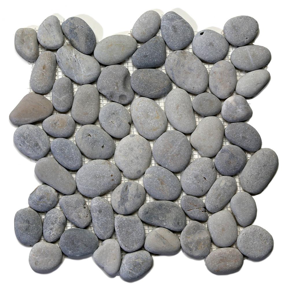 Pebbles Rock Tile Flooring The Home Depot River Rock Alpine 12 In X 7 Mm Natural Stone Pebble
