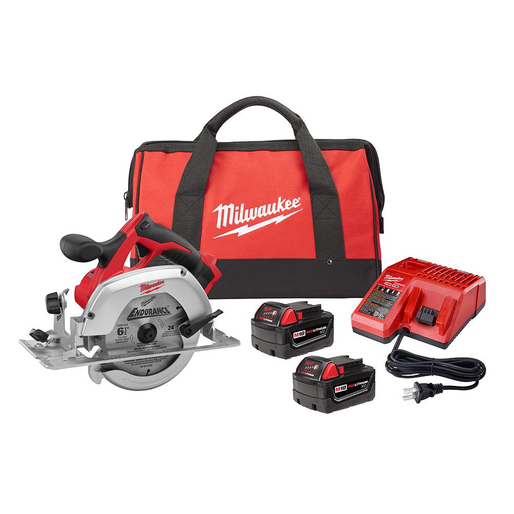 Milwaukee M18 18-Volt Lithium-Ion Cordless 6-1/2 in. Circular Saw Kit w/ (2) 3.0Ah Batteries,24T ...