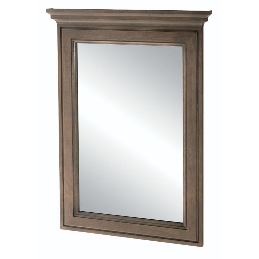 Home Decorators Collection Albright 34 in. L x 25 in. W Framed Vanity Wall Mirror in Winter Gray 