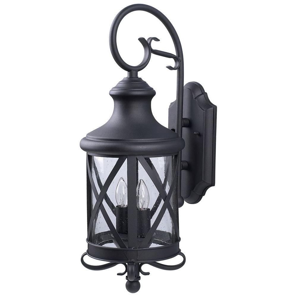 Canarm Mason 2 Light Black Outdoor Wall Lantern With Seeded Glass Canarm Mason 2 Light Black Outdoor Wall Lantern With Seeded Glass Iol118bk Hd The Home Depot