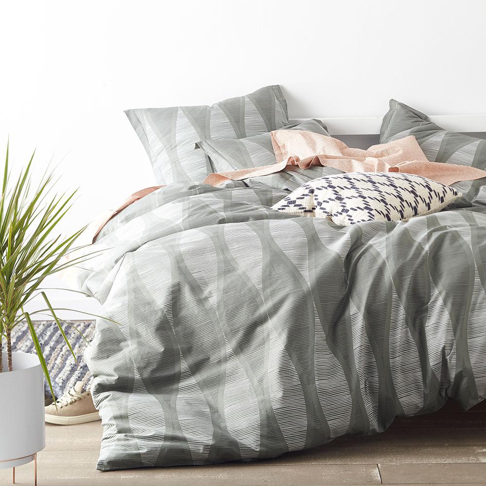 Patrina Fog Gray Embroidery Cotton King Duvet Cover V022360 The Home