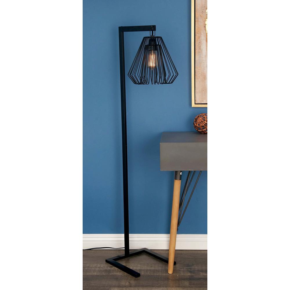 Cosmoliving By Cosmopolitan 55 In Modern Iron Wire Diamond Floor Modern Iron Wire Diamond Floor Lamp In Black