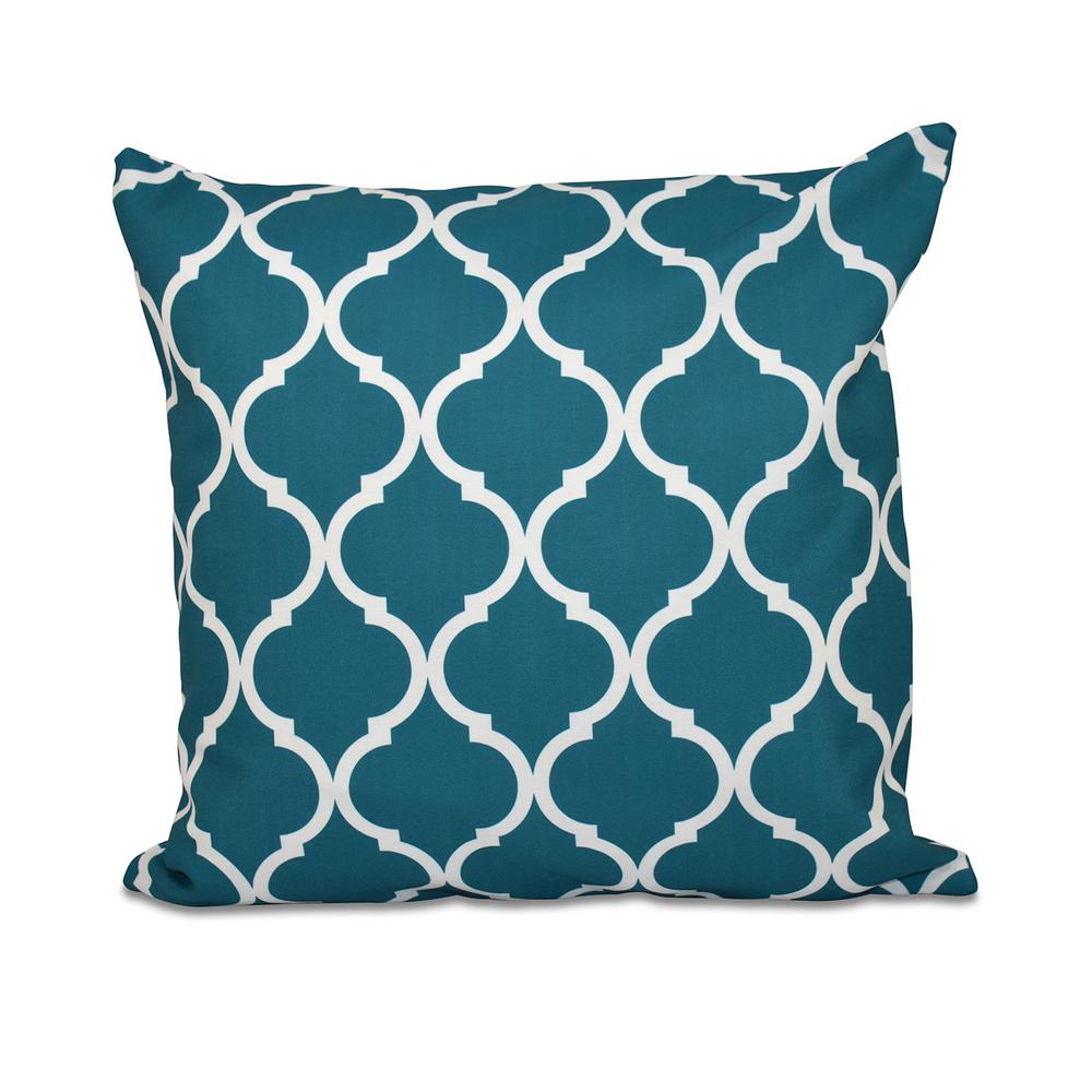 16 in. x 16 in. French Quarter Geometric Print Pillow in Green