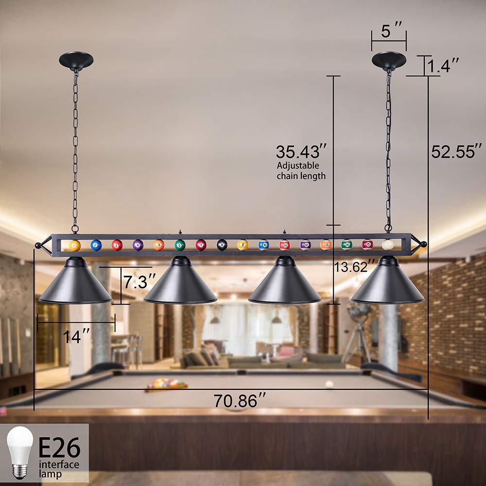 Casainc 4 Lights Black Billiard Lamp 70 Pool Table Light With Black Billiard Lamp 70 Pool Table Light