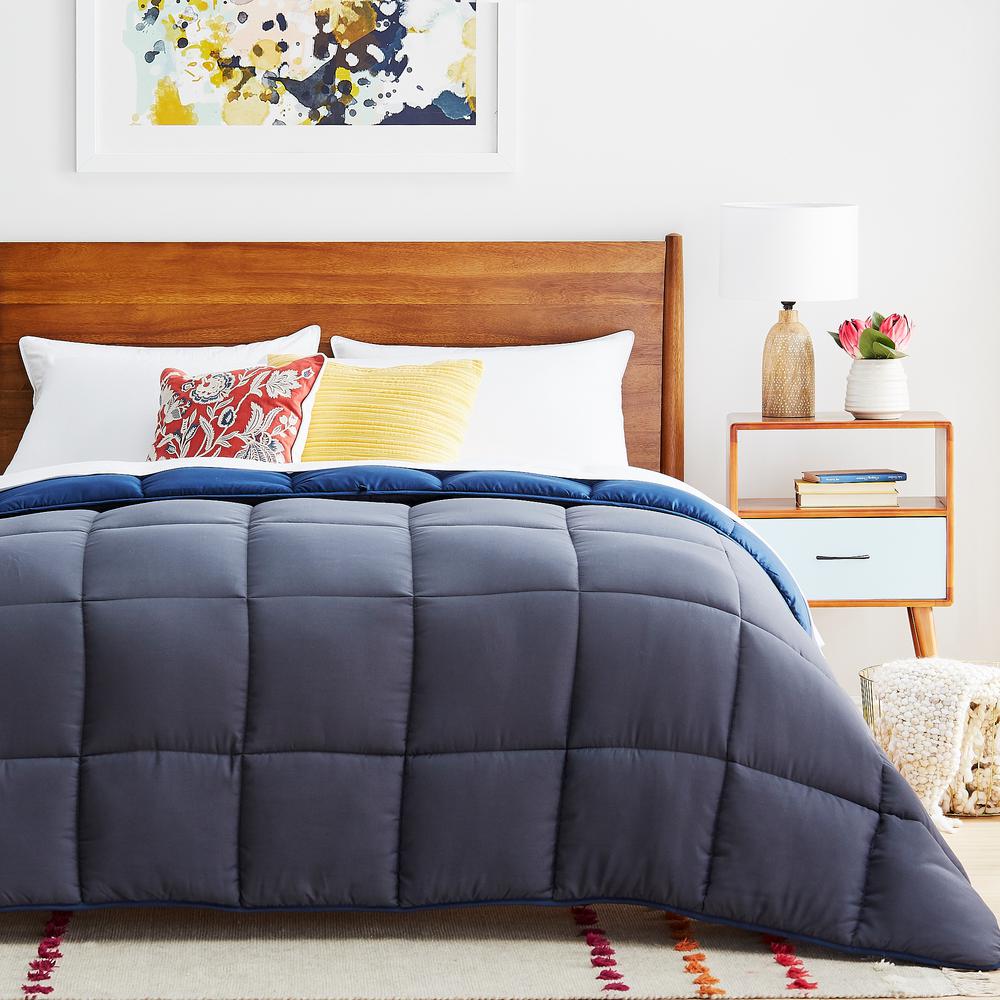 Linenspa Navy\/Graphite Full Down Alternative Microfiber Comforter-HD70FFNVGRMICO - The Home Depot Linenspa Navy\/Graphite Full Down Alternative Microfiber Comforter-HD70FFNVGRMICO - The Home Depot