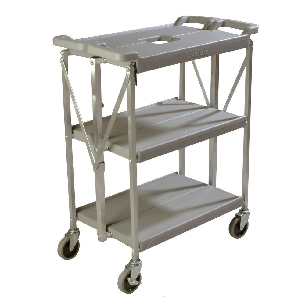 Carlisle Fold N Go Gray Small Heavy Duty 3 Tier Collapsible Small Heavy Duty 3 Tier Collapsible