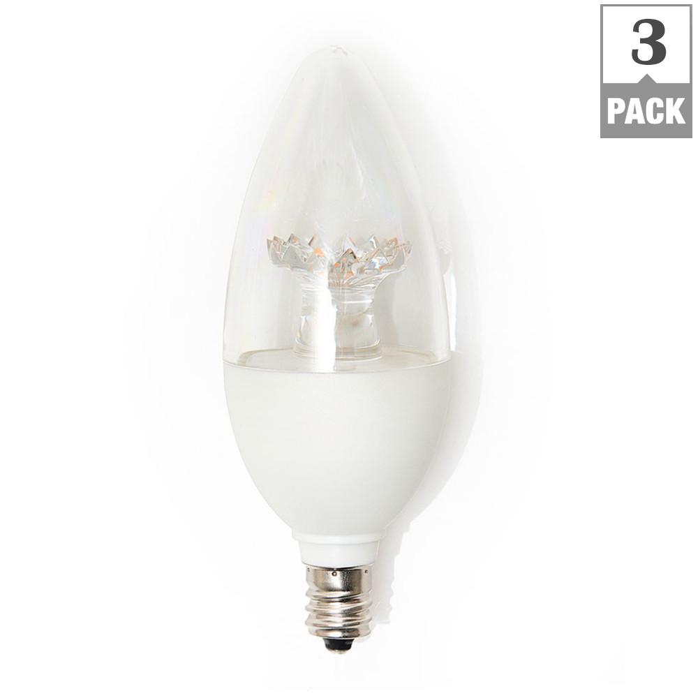 EcoSmart 40-Watt Equivalent B11 Dimmable LED Light Bulb, Soft White (3 ...