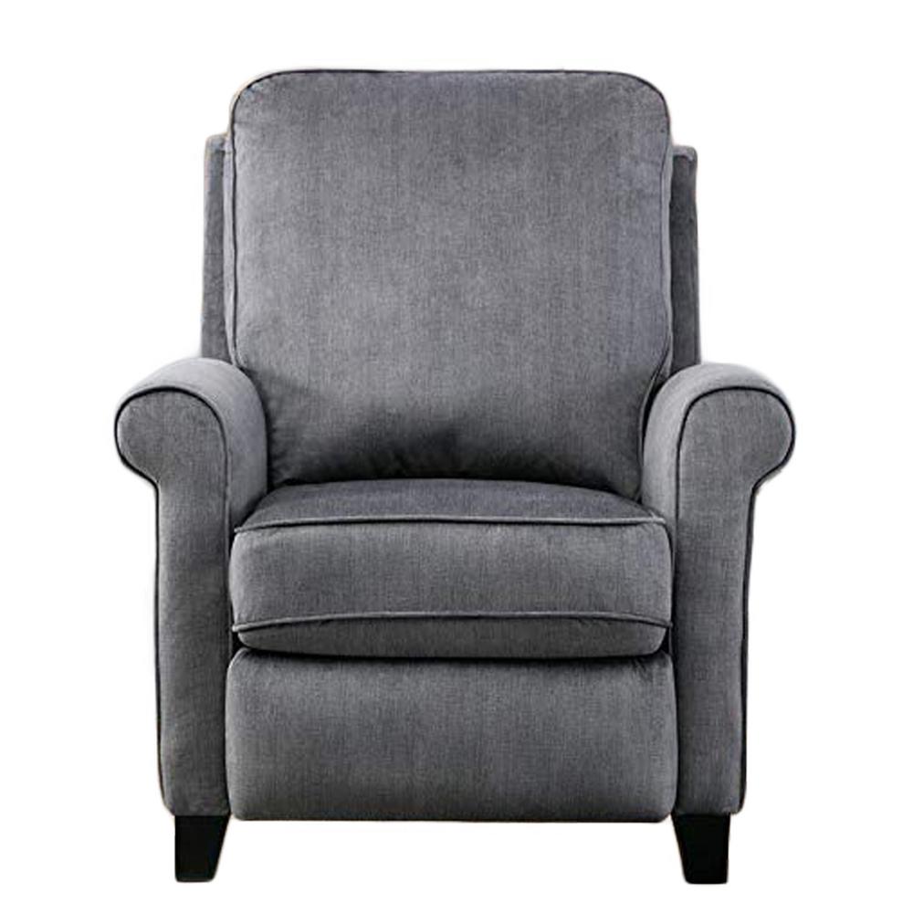 GZMR Concise Style Slate Gray Manual Recliner Chair with Roll Arm Pushback for Bedroom or Living