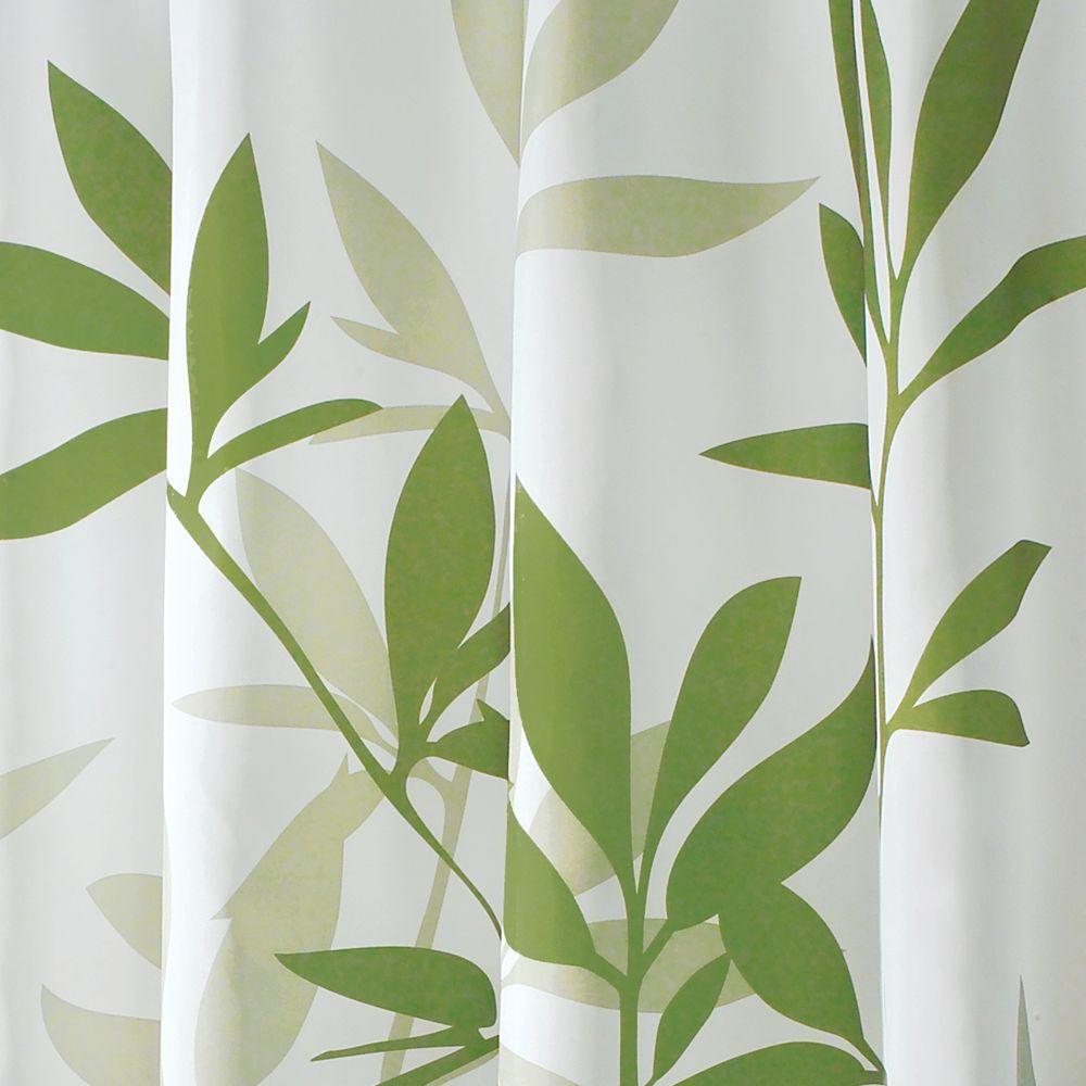 green and white shower curtain