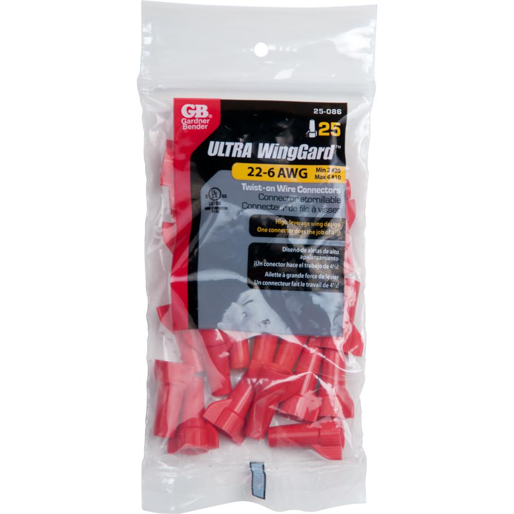 300 V 500 Pack Thermoplastic 500 Red 600 V Gardner Bender 13-086 Winggard Twist-On Wire Connector 22-6 Awg