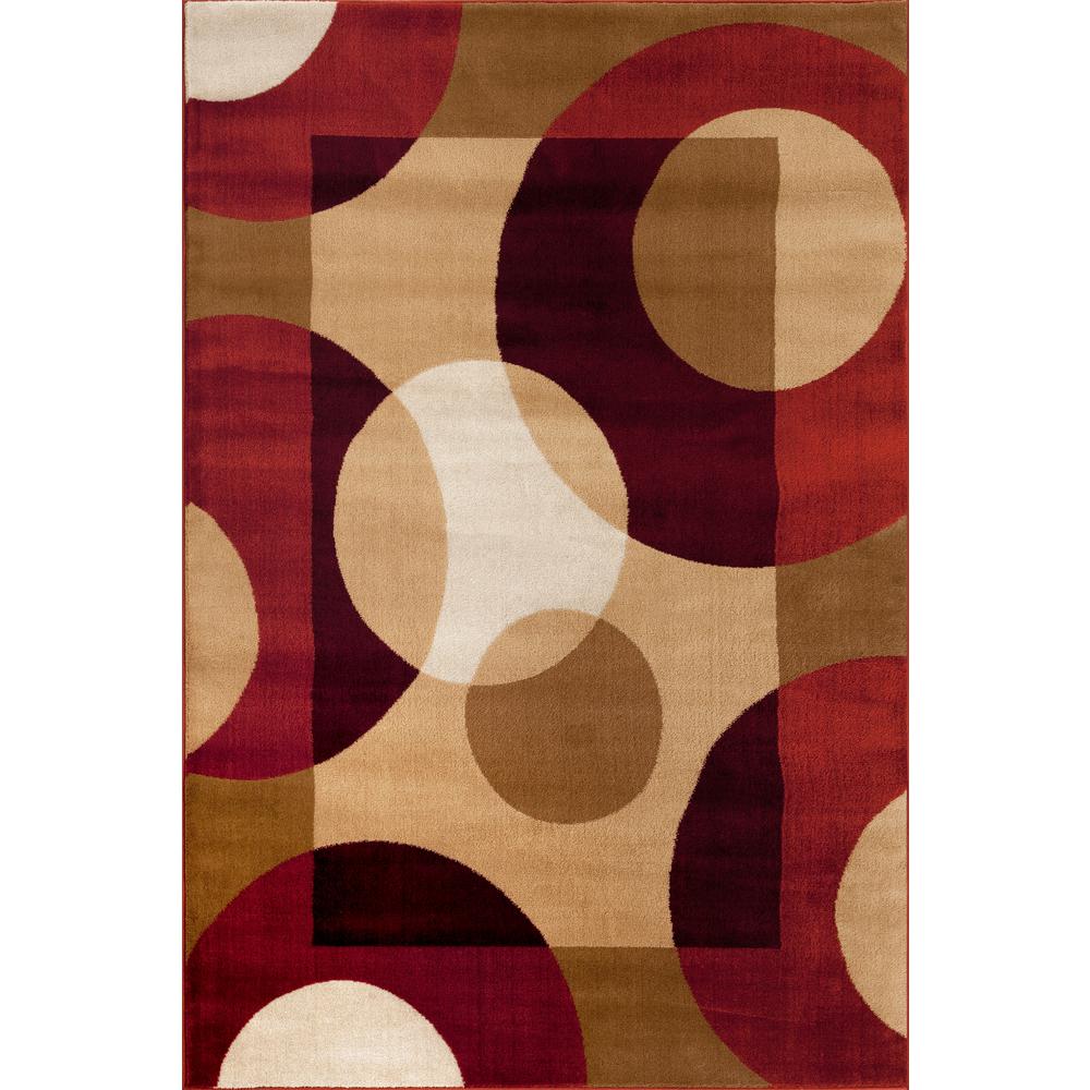 World Rug Gallery Contemporary Circles Multi 3 ft. 3 in. x 5 ft. Indoor