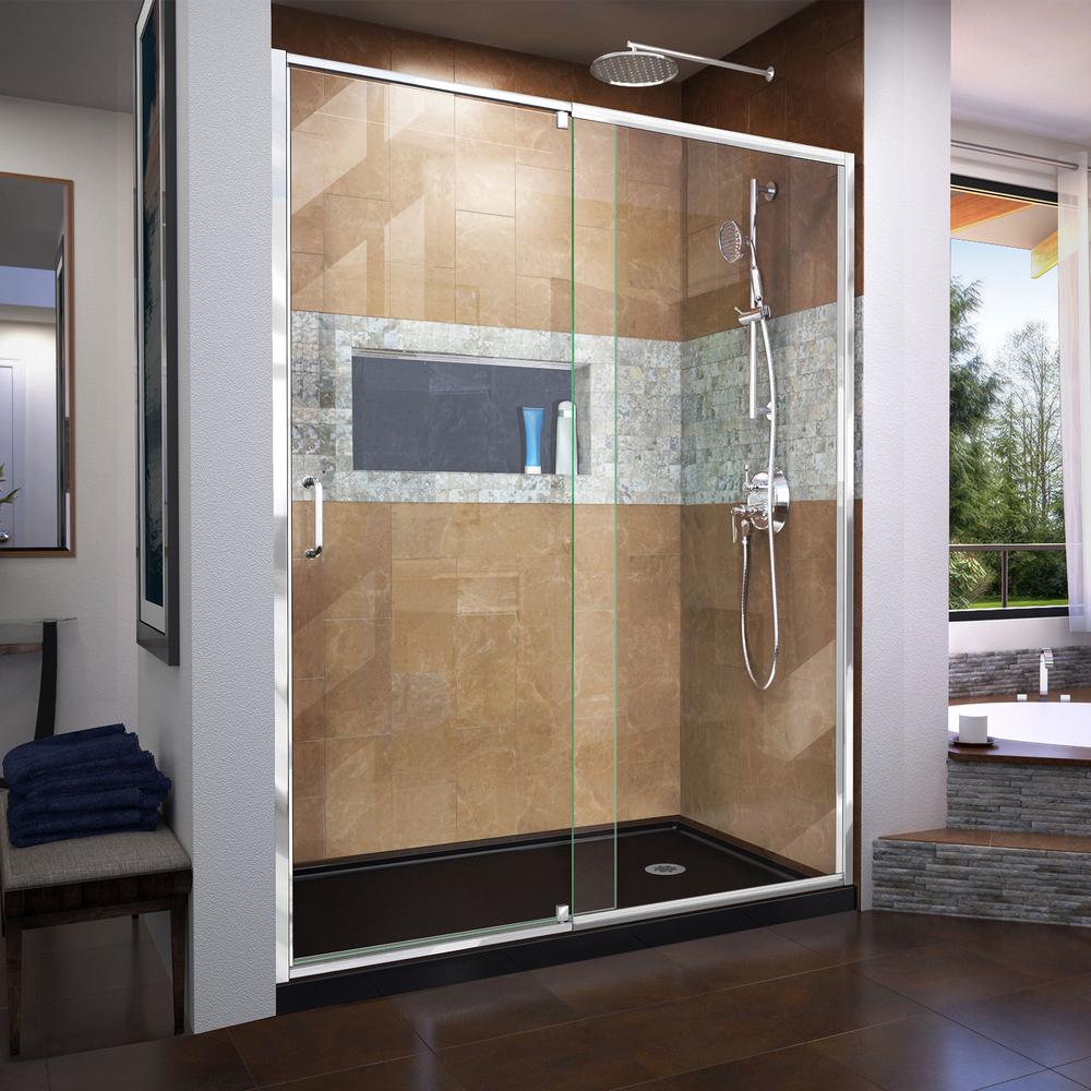 DreamLine Flex 60 in. W x 30 in. D x 74.75 in. Framed Pivot Shower Door