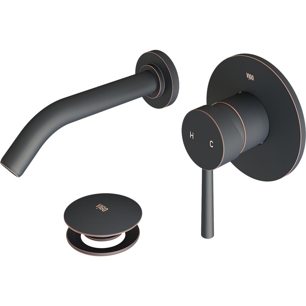 Olus Single Handle Wall Mount Vessel Bathroom Faucet With Pop Up Drain In Antique Rubbed Bronze Olus Single Handle Wall Mount Vessel Bathroom Faucet With Pop Up Drain In Antique Rubbed Bronze