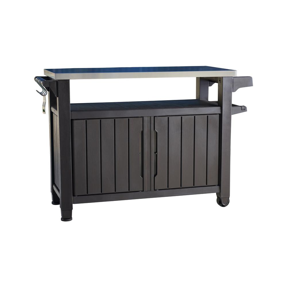 Keter Unity Xl 78 Gal Grill Serving Prep Station Cart With Patio Storage 229369 The Home Depot - Keter Unity Portable Outdoor Table With Storage Cabinet And Stainless Steel Top Graphite Keter Unity Xl 78 Gal Grill Serving Prep Station Cart With Patio Storage 229369 The Home Depot - Keter Unity Portable Outdoor Table With Storage Cabinet And Stainless Steel Top Graphite