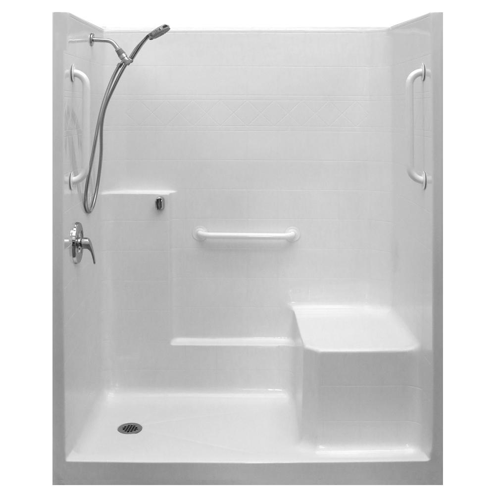 Ella Ultimate-WSA 36 in. x 60 in. x 77 in. 1-Piece Low Threshold Shower ...