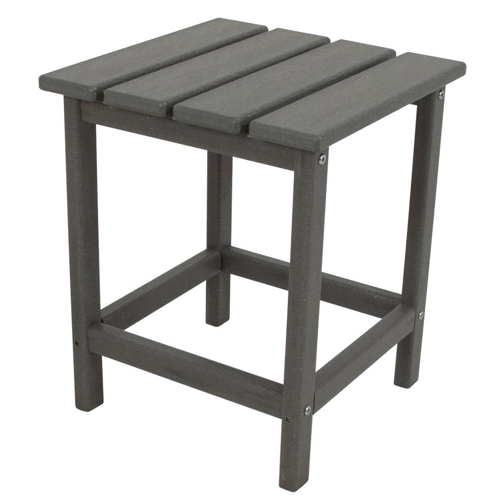 POLYWOOD Tables Long Island Slate Grey 18 in. Patio Side Table ECT18GY