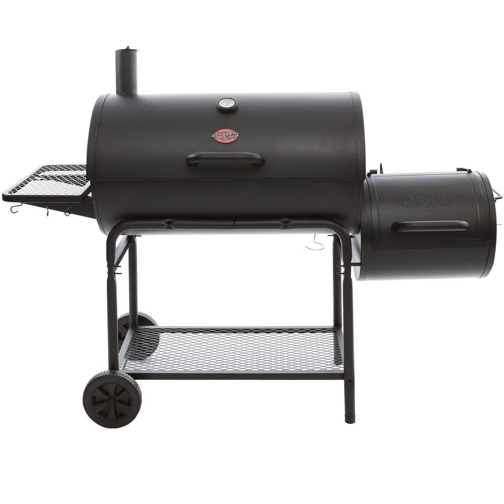 Char-Griller Smokin' Champ Charcoal Grill Horizontal Smoker in Black