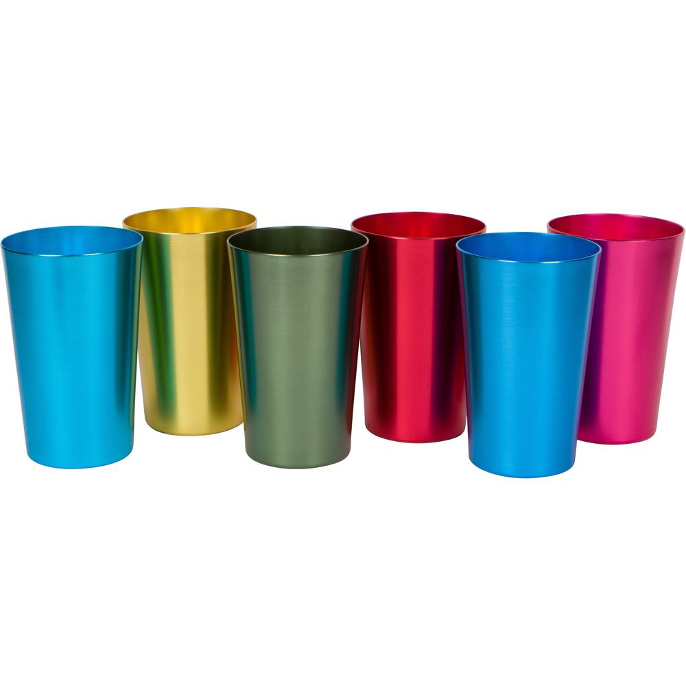 Trademark Innovations 18 oz. 6Piece Assorted Color Retro Aluminum