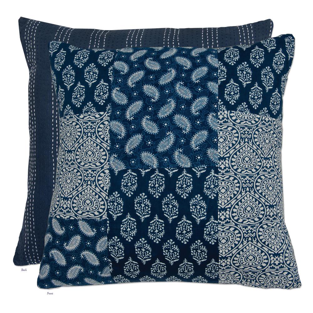 blue paisley throw pillows