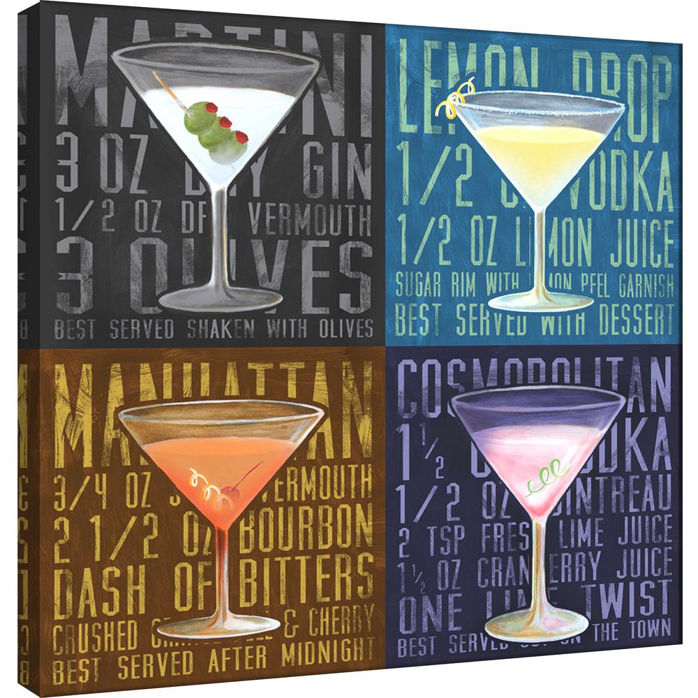 15 In X Martini 4 Up Printed Canvas Wall Art