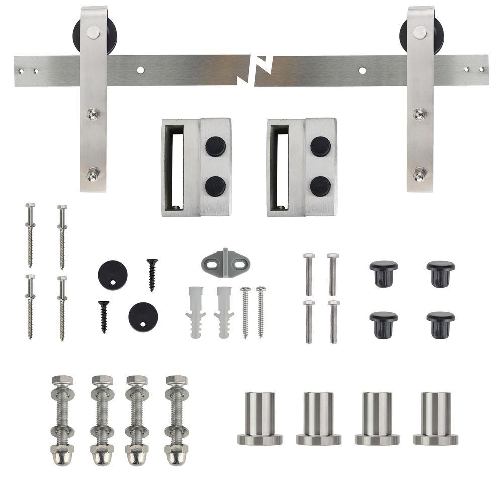 Everbilt 72 In Stainless Steel Strap Sliding Barn Door Track And Hardware Kit