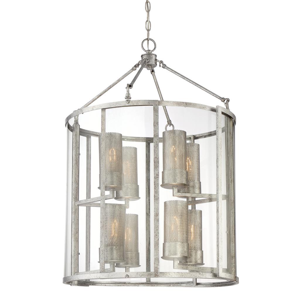 Varaluz Jackson 8 Light Antique Silver Foyer Pendant 259f08as The Jackson 8 Light Antique Silver Foyer Pendant