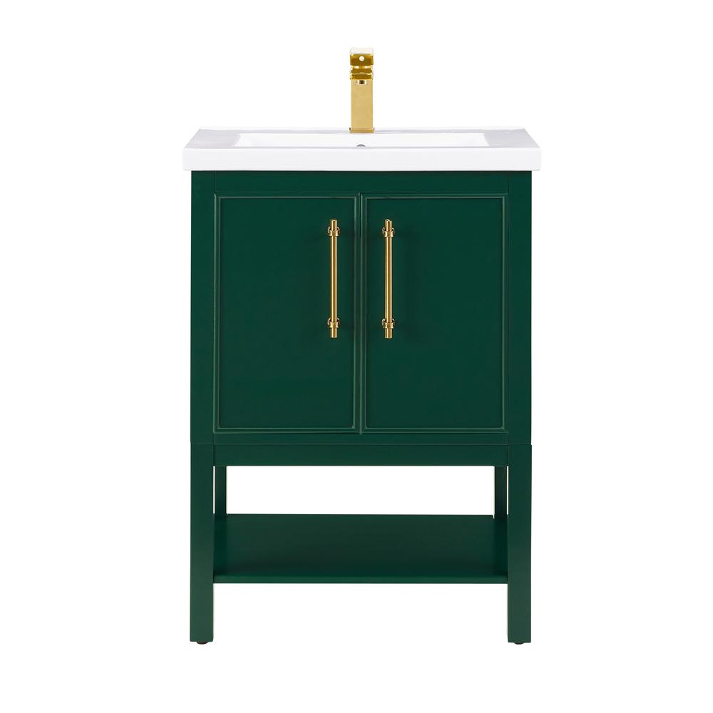 Taylor 20 in. W x 15 in. D x 34 in. H Bath Vanity in Forest Green with Ceramic Vanity Top in