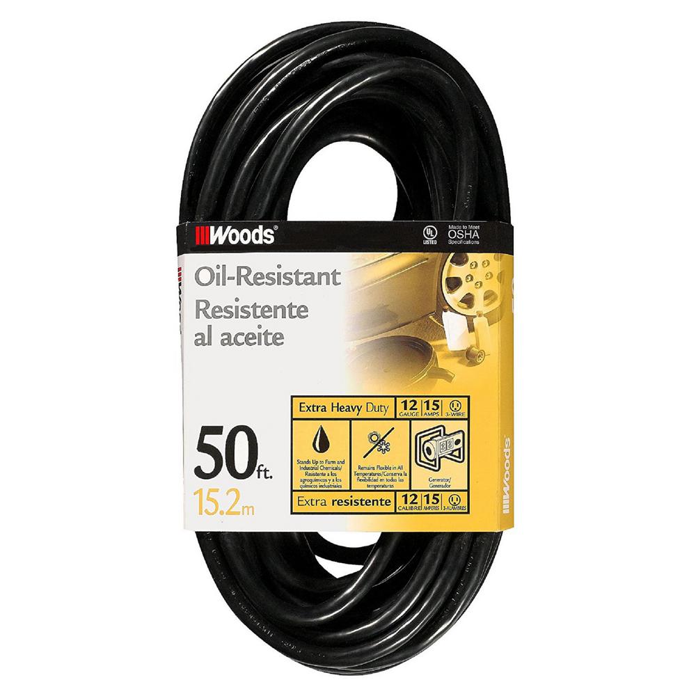 Southwire 50 Ft. 12/3 SJTW Outdoor Heavy-Duty Extension Cord With Power ...