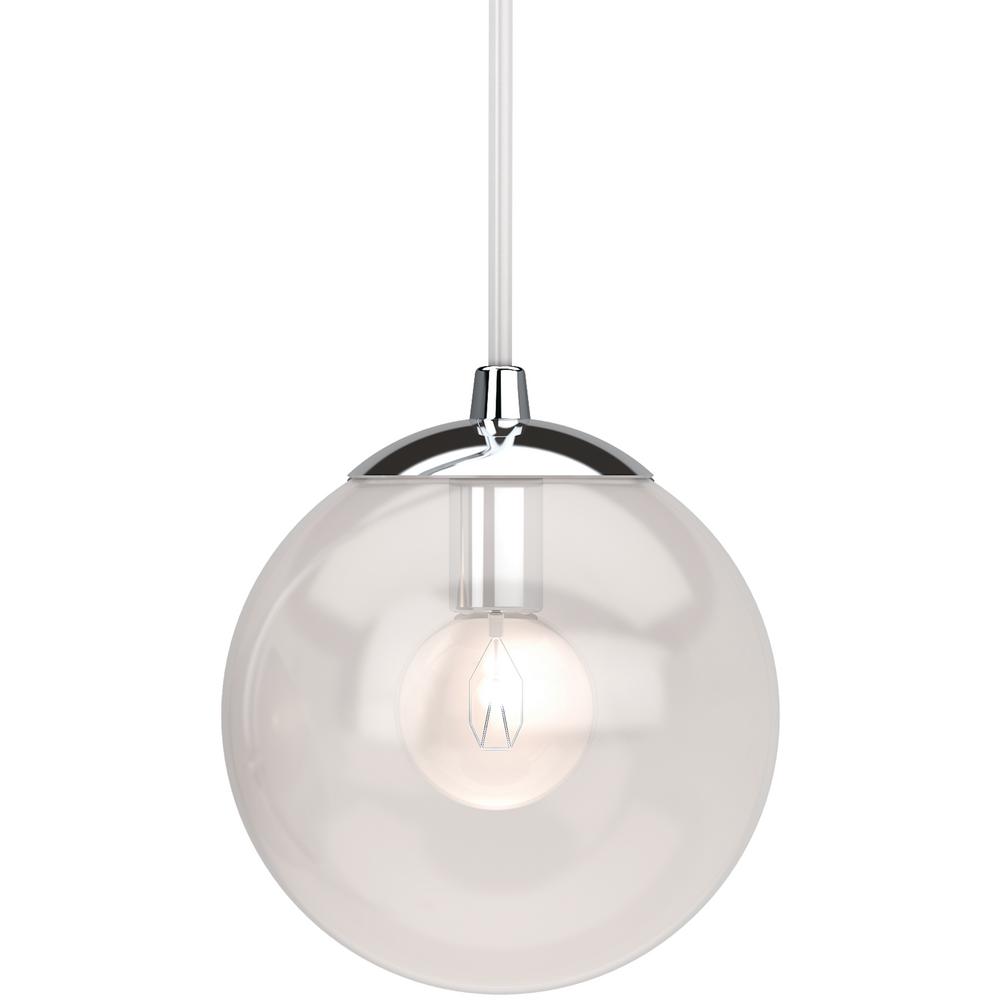 Volume Lighting Lawrence 1 Light Chrome Indoor Mini Hanging Pendant Volume Lighting Lawrence 1 Light Chrome Indoor Mini Hanging Pendant With Clear Glass Round Sphere Globe Orb Shade 2055 3 The Home Depot