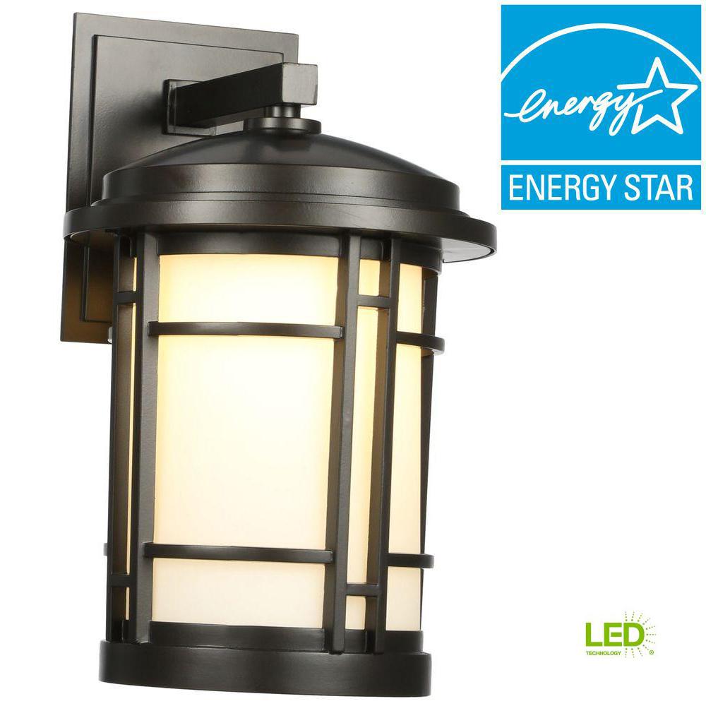Clearance Outdoor Wall Mounted Lighting The Burnished Bronze Outdoor Led Wall Sconce With White Opal Gl