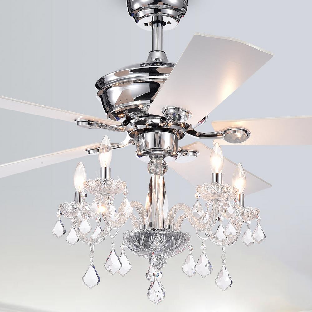 Warehouse Of Tiffany Havorand Iii 52 In Indoor Chrome Remote Ceiling Fan With Light Kit And Crystal Branched Chandelier Cfl8213remoch The Home Depot