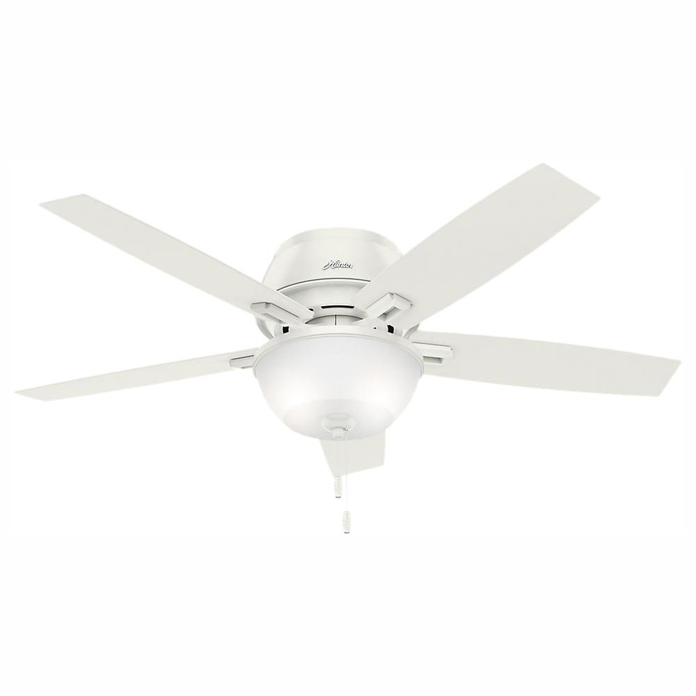 Hunter Donegan 52 Inch Fresh White Finish Ceiling Fan With Light Kit.
