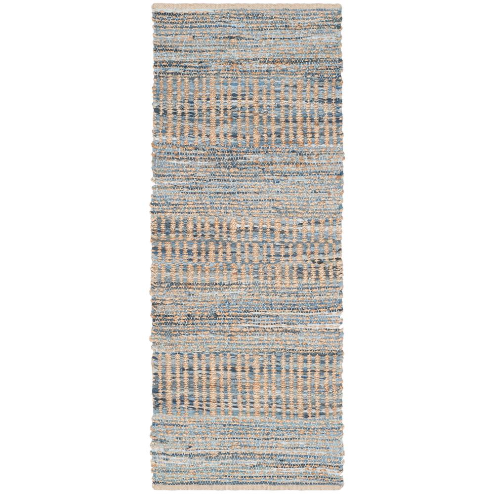 2 X 14 Hand Made Coastal Area Rugs The Home Depot Cape Cod Natural Blue 2 Ft X 14 Runner Rug