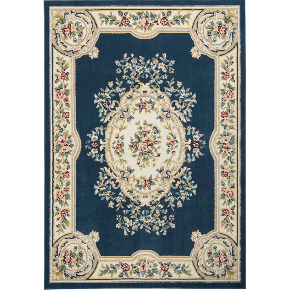 Nourison Aubusson Navy 9 ft. x 12 ft. Medallion Traditional Area Rug