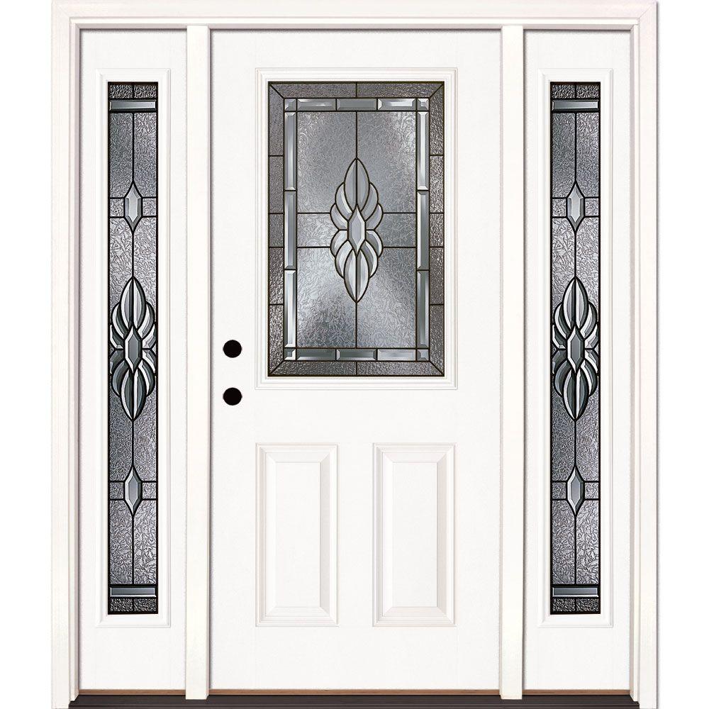 Feather River Doors 67 5 In X 81 625 Shire Patina 1 2 Lite Feather River Doors 67 5 In X 81 625 Shire Patina 1 2 Lite Unfinished Smooth Right Hand Fibergl Prehung Front Door With Sidelites 8h3191 3b4