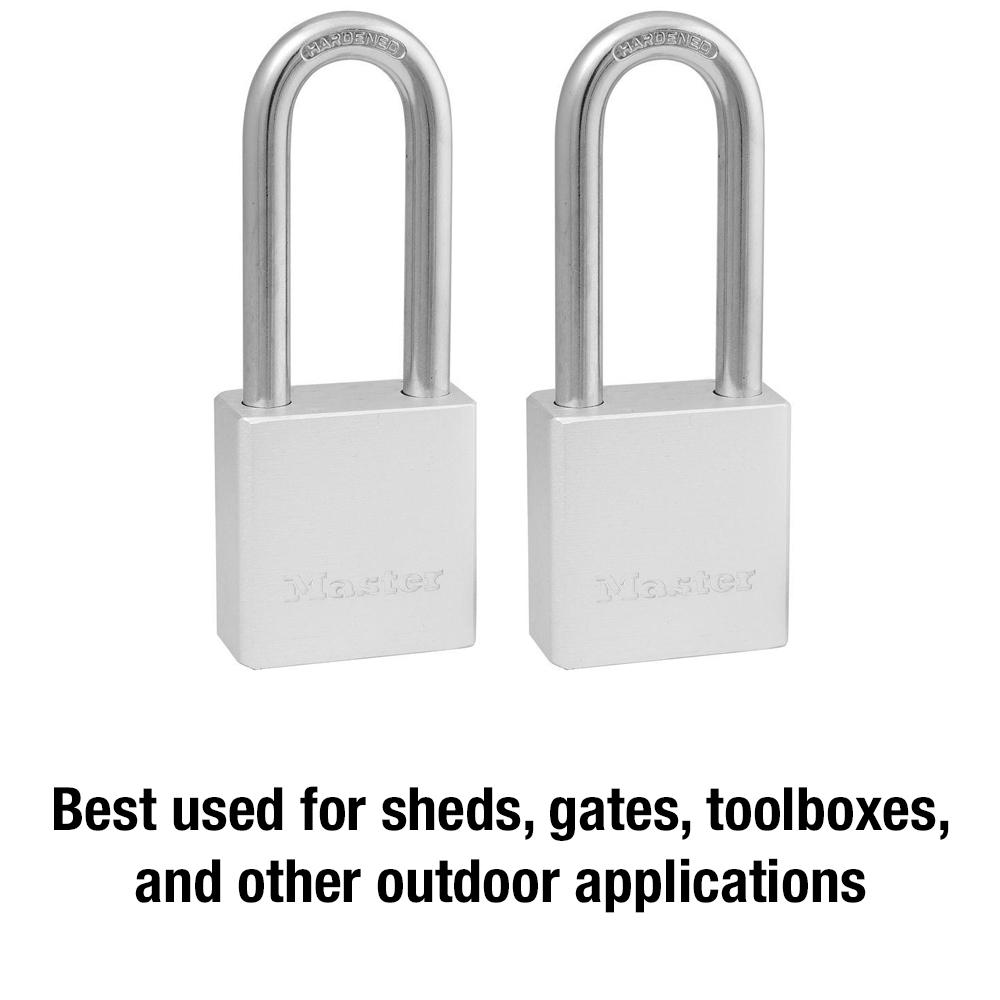 Master Lock 570tlh 1 1 2 In Solid Aluminum Padlock With 2 In Extra Long Shackle 2 Pack 570tlhhc The Home Depot