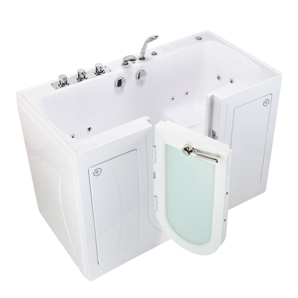 Ella Tub4two 60 In Acrylic Walk Whirlpool Bathtub White Lh Outward Door Heated Seat Thermostatic Faucet Dual Drain
