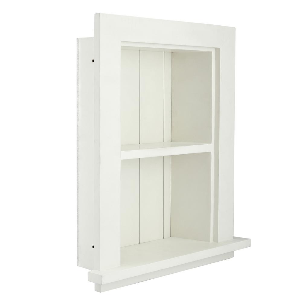 Adirhome 12 75 In W Wood Bathroom Recessed Wall Shelf In White