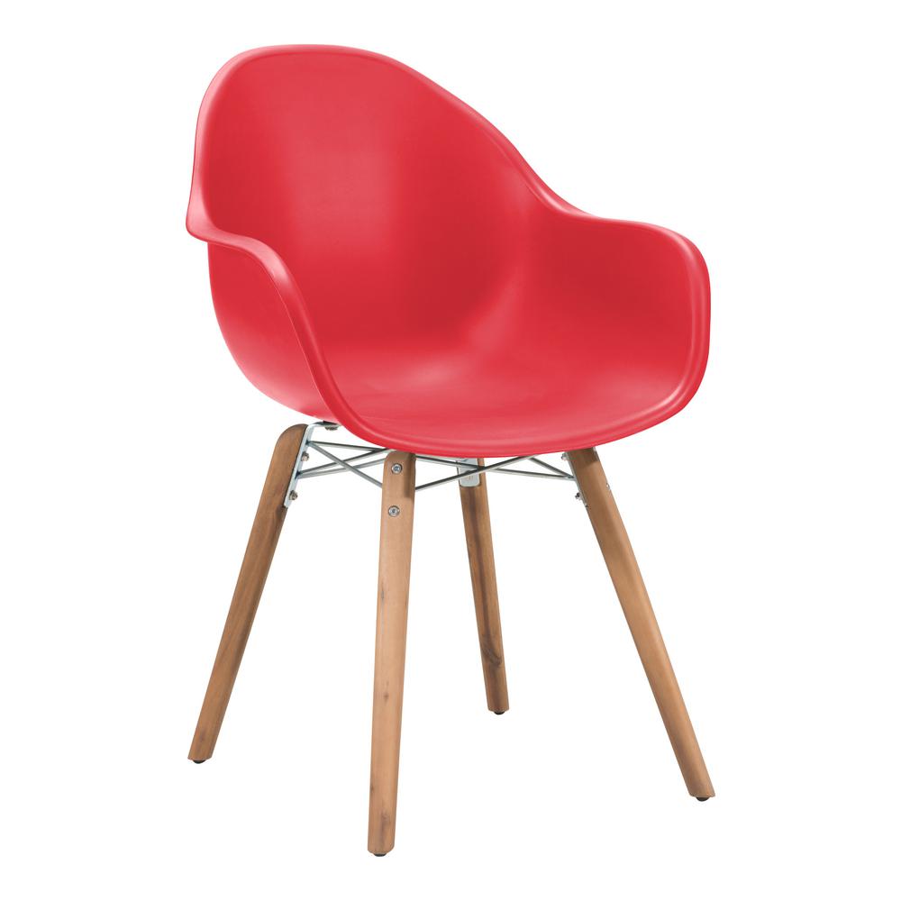 Zuo Tidal Patio Dining Chair In Red Pack Of 4