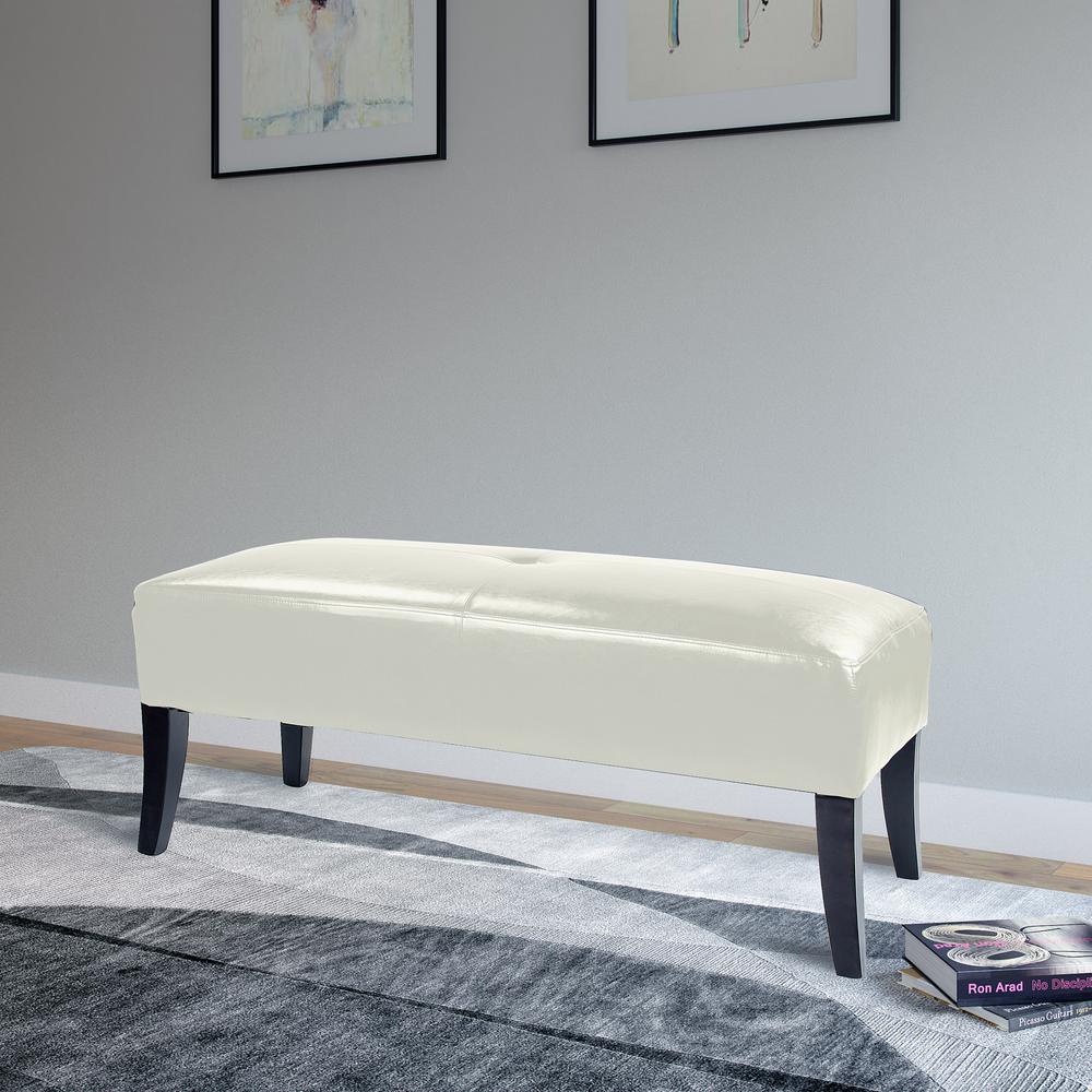 Corliving Antonio 46 In Wide Bench In White Bonded Leather Lad