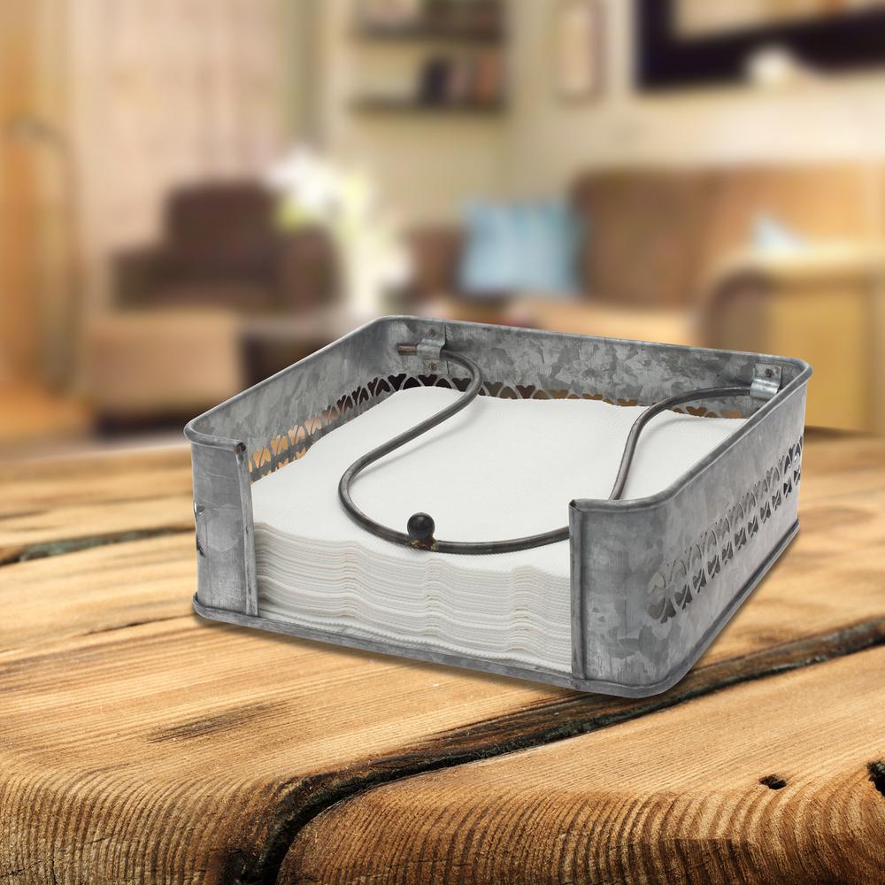 7 In X Aged Galvanized Metal Napkin Holder